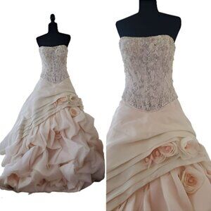 WOW Luxury Designer Couture Wedding Runway Swarovski Crystals Flowers Gown Dress